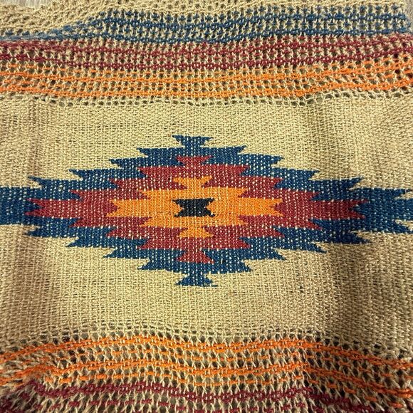 Chloe & Lex Jute Tote Bag Aztec Southwestern Pattern 19 x 19" Snap Closure Boho - Picture 2 of 14